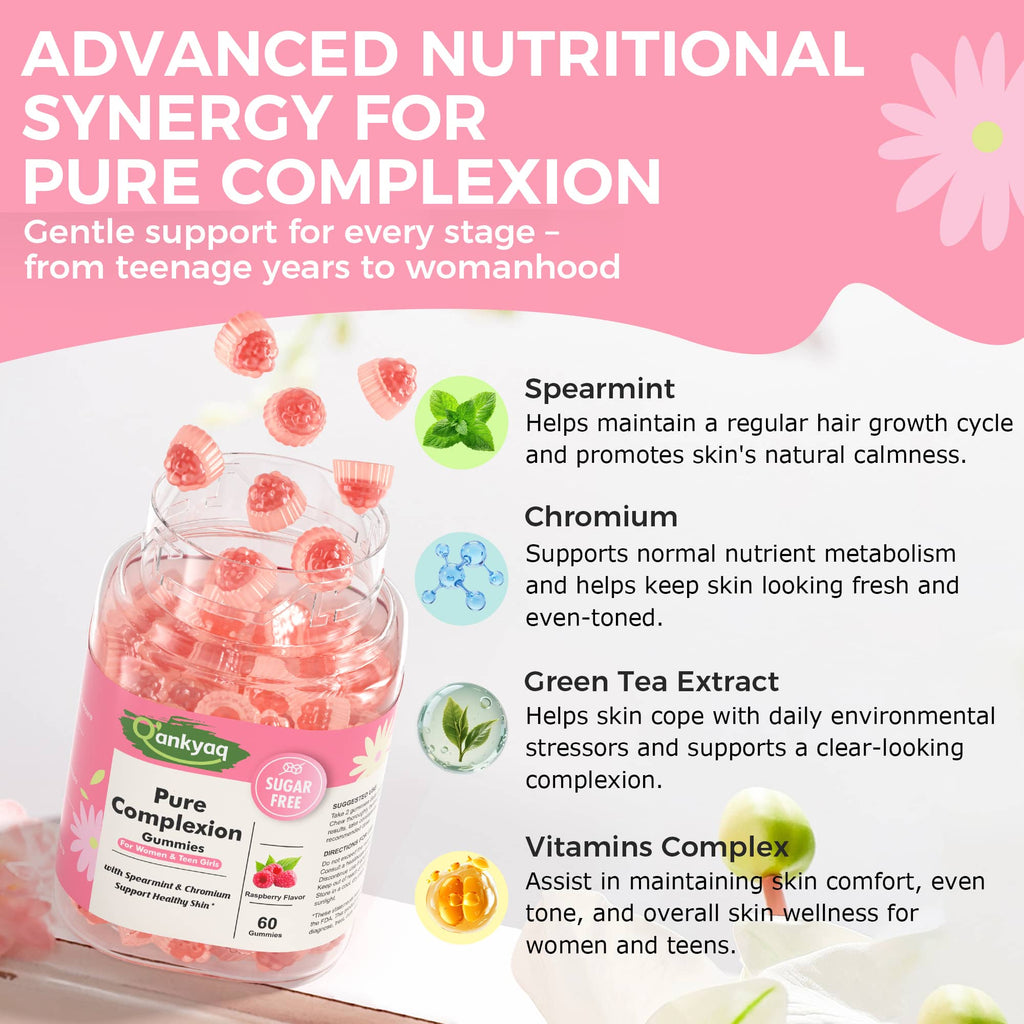 q'ankyaq spearmint complexion gummies for teens and women — advanced nutritional synergy for Pure Complexion — q'ankyaq