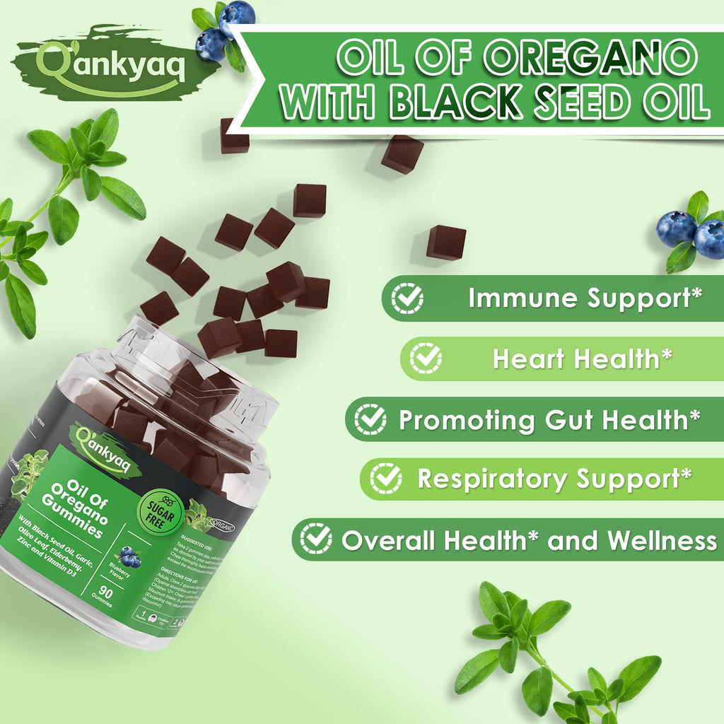 q'ankyaq oregano and black seed gummies for the family shelf — is oil of oregano with black seed oil — q'ankyaq