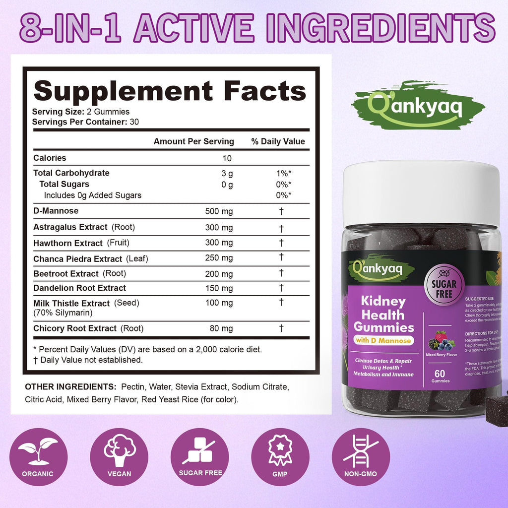 q'ankyaq kidney-support gummies for the adult cupboard — kidney health gummies supplemnts facts — q'ankyaq